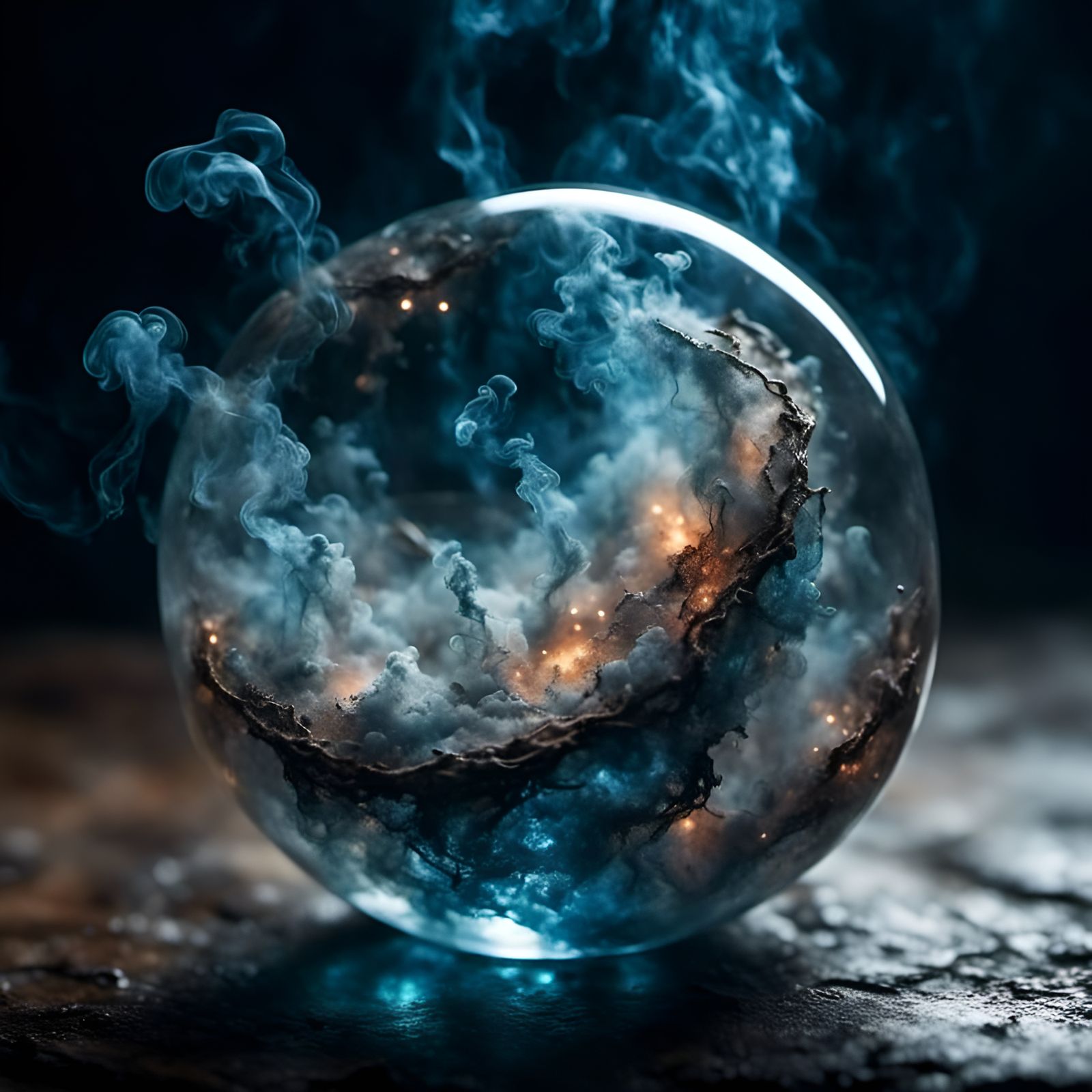 Floating Spiral Galaxy with Glowing Core