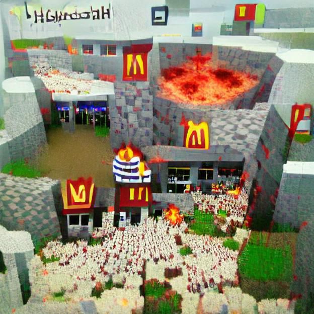 Minecraft McDonald's in Hell: A Blocky Inferno