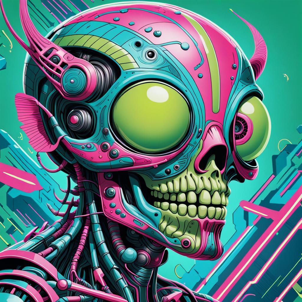 Vibrant Pop-Art Creature in Electric Colors