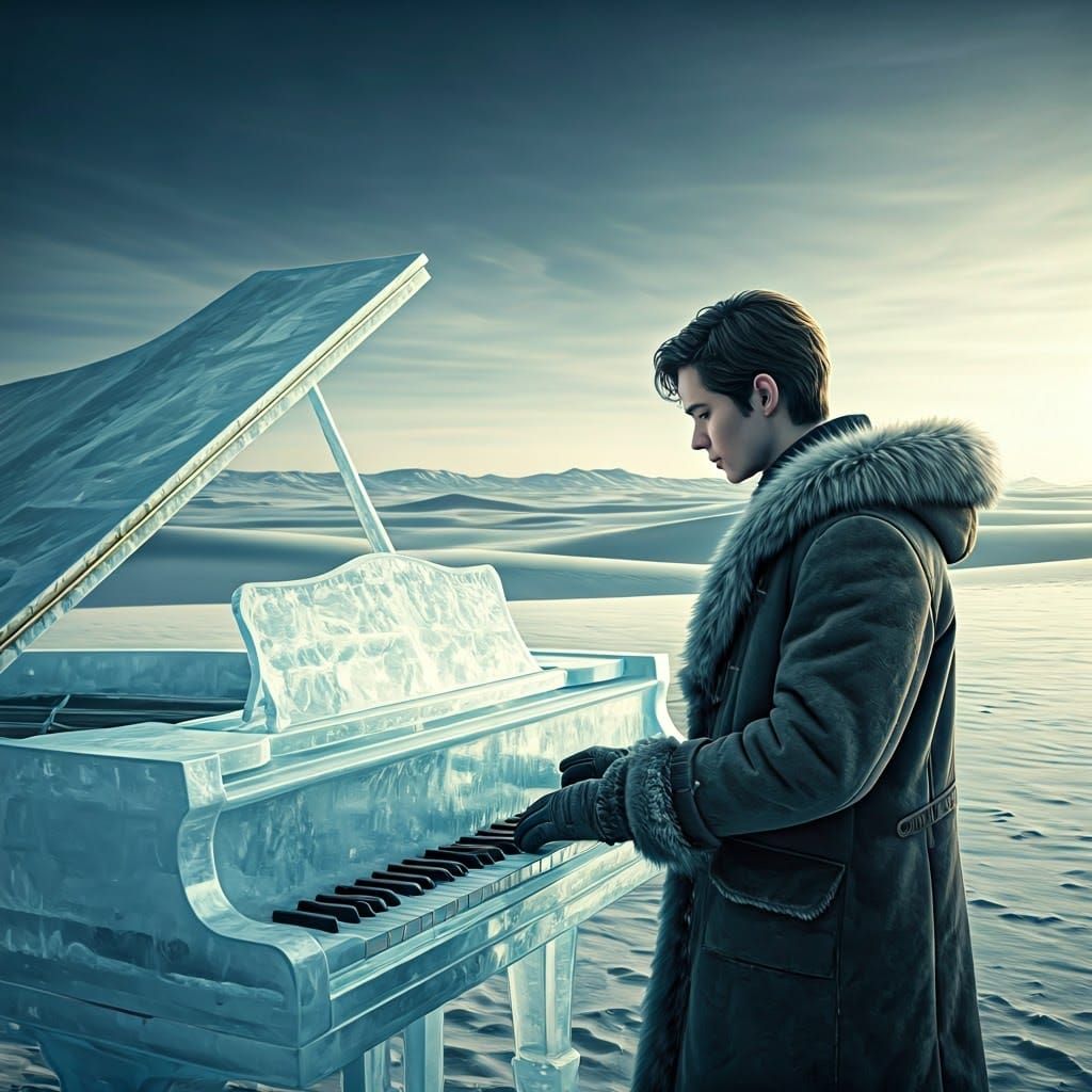 Melancholic Winter's Serenade in Crystal Piano