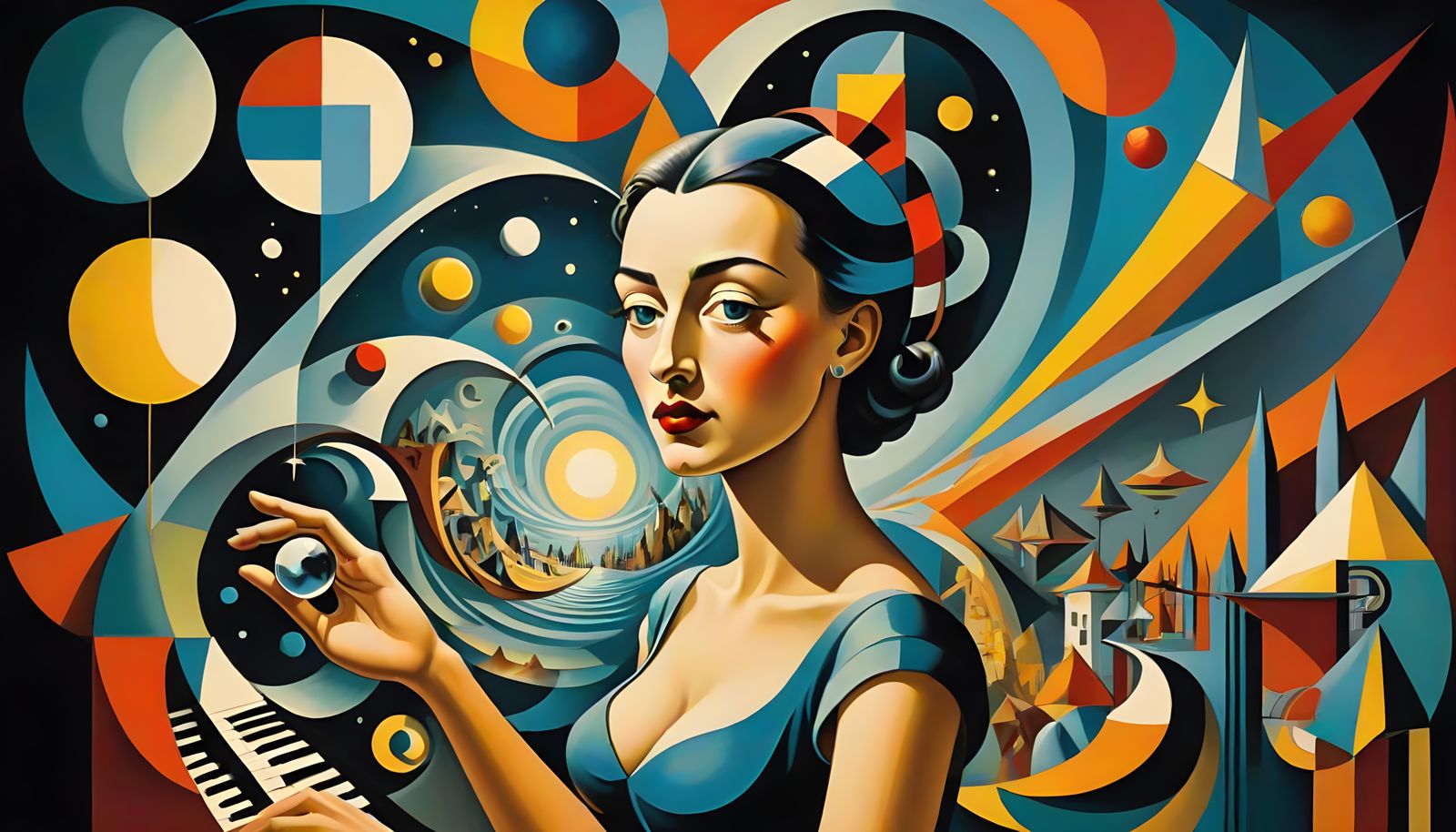 Glamorous 1950s Singer on Steam-Powered Stage