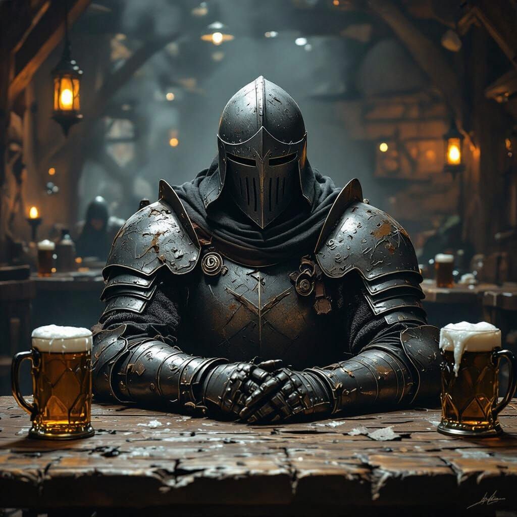 Knight in Smoky Tavern, Chiaroscuro Lighting