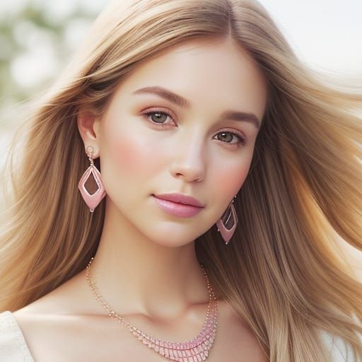 Portrait of Woman with Rosy Cheeks and Jewelry