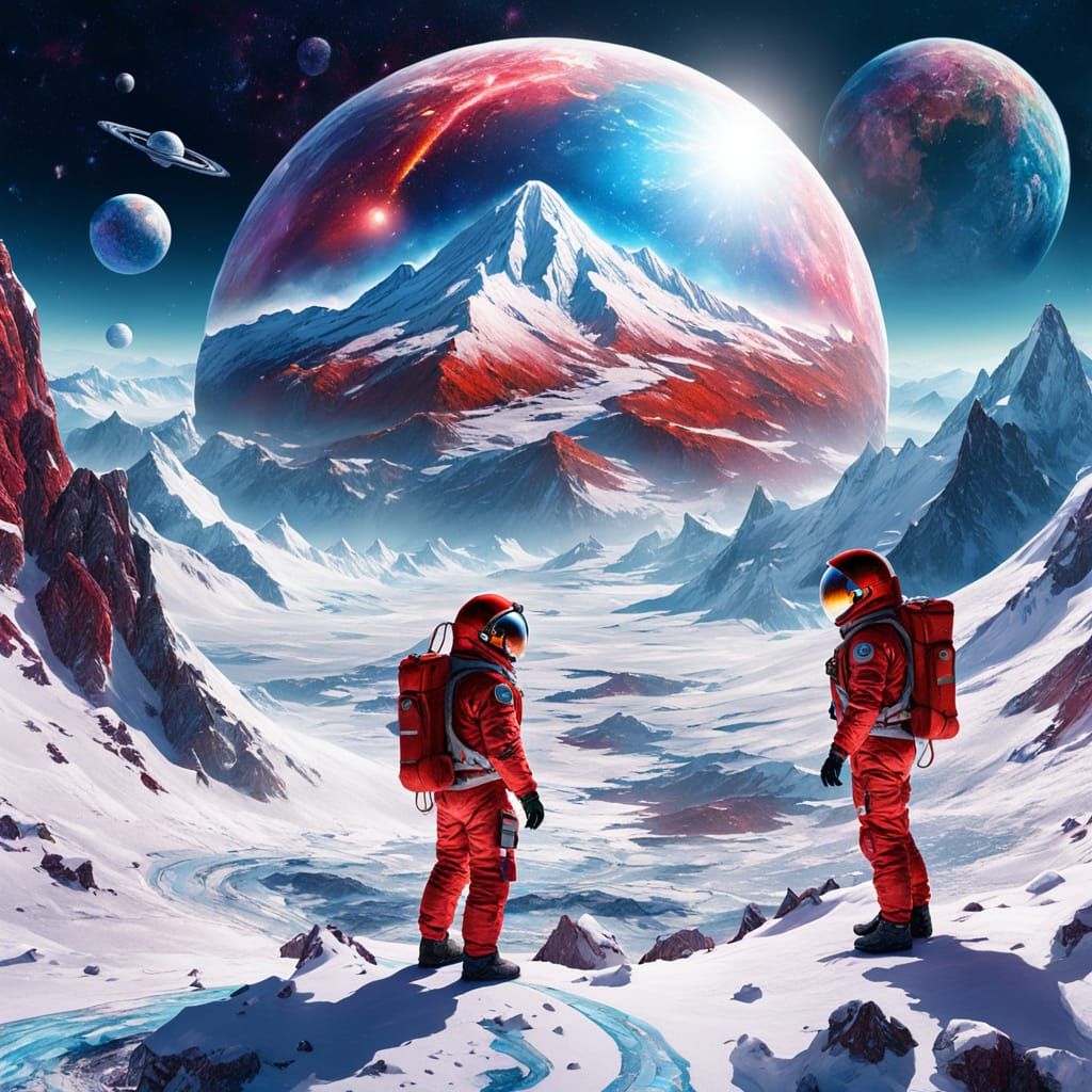 Astronauts Explore Cosmic Vortex on Alien Snow Planet