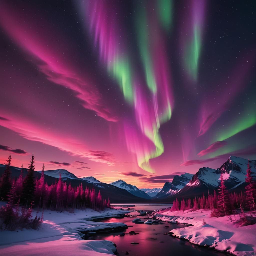 Fuchsia Northern Lights: Bold and Colorful View