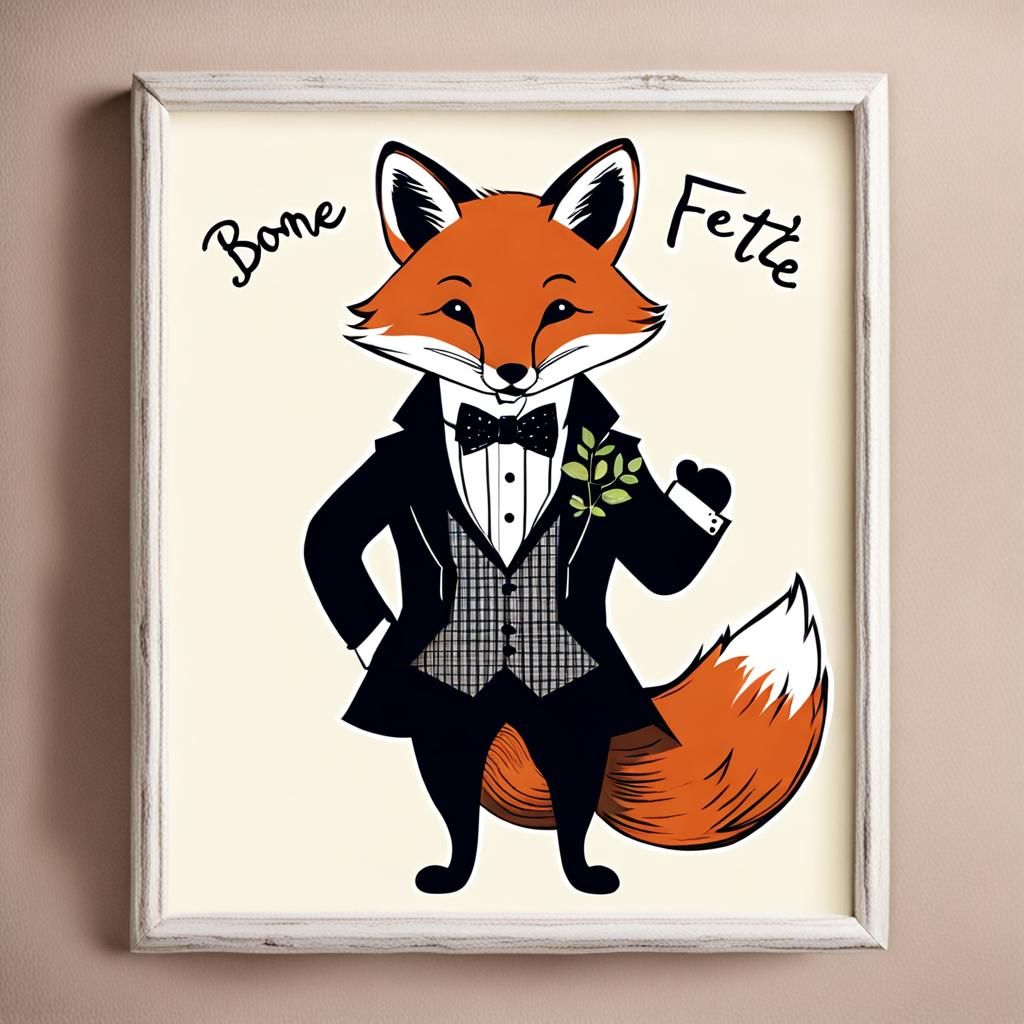 Fox in Tuxedo Celebrates "Bonne Fête!"