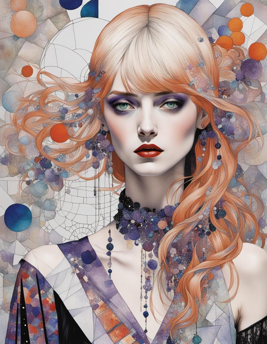 Elegant Woman in Ornate Art Nouveau Style