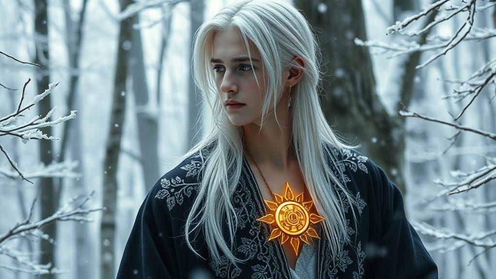 Ethereal Healer in Snowy Forest, in Japanese Paper Drawing S...