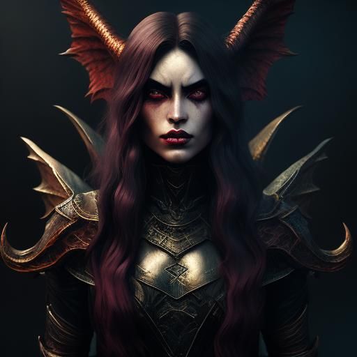 Half-Demon Half-Angel Girl in Detailed Digital Painting