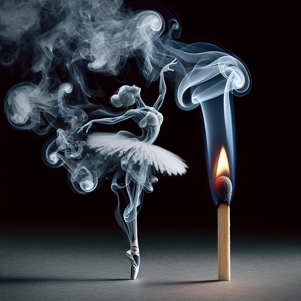 Smoke Ballerina Emerges from Burning Match