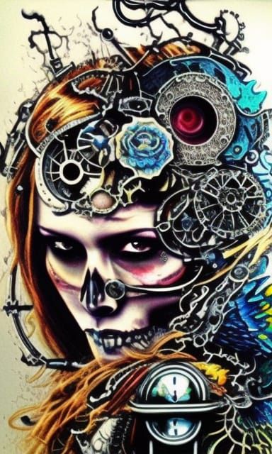 human skull steampunk
