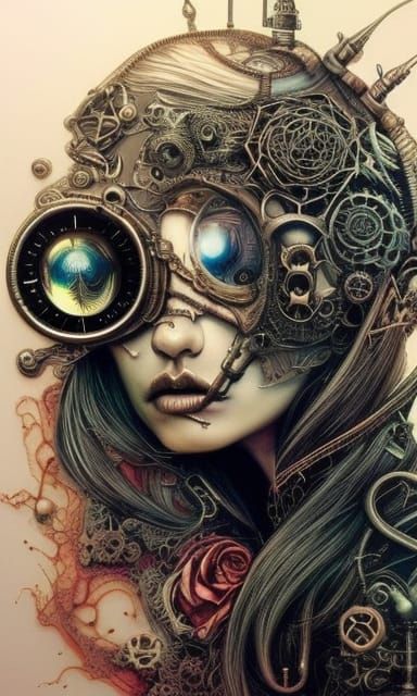human skull steampunk