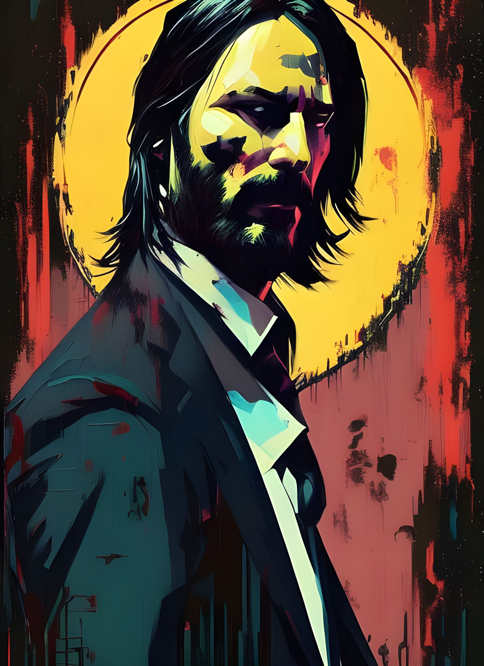 Keanu Reeves as John Wick: Textured Speedpaint Portrait