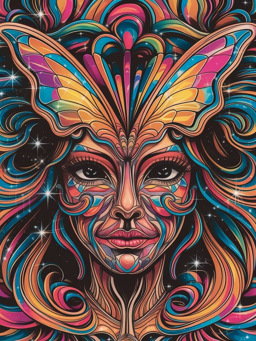 Venetian Carnival-Inspired Psychedelic Face Painting in Elab...