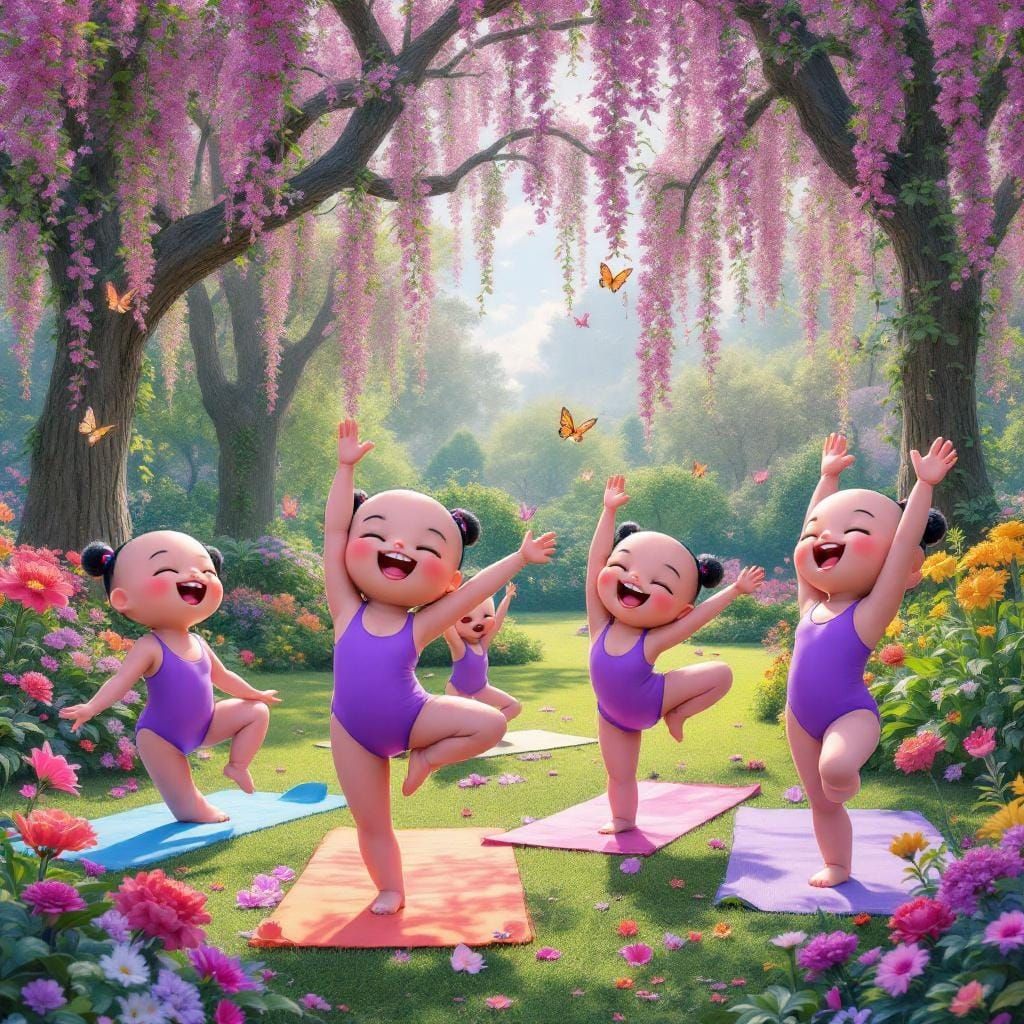 LeBuBu Dolls Doing Yoga in a Whimsical Park