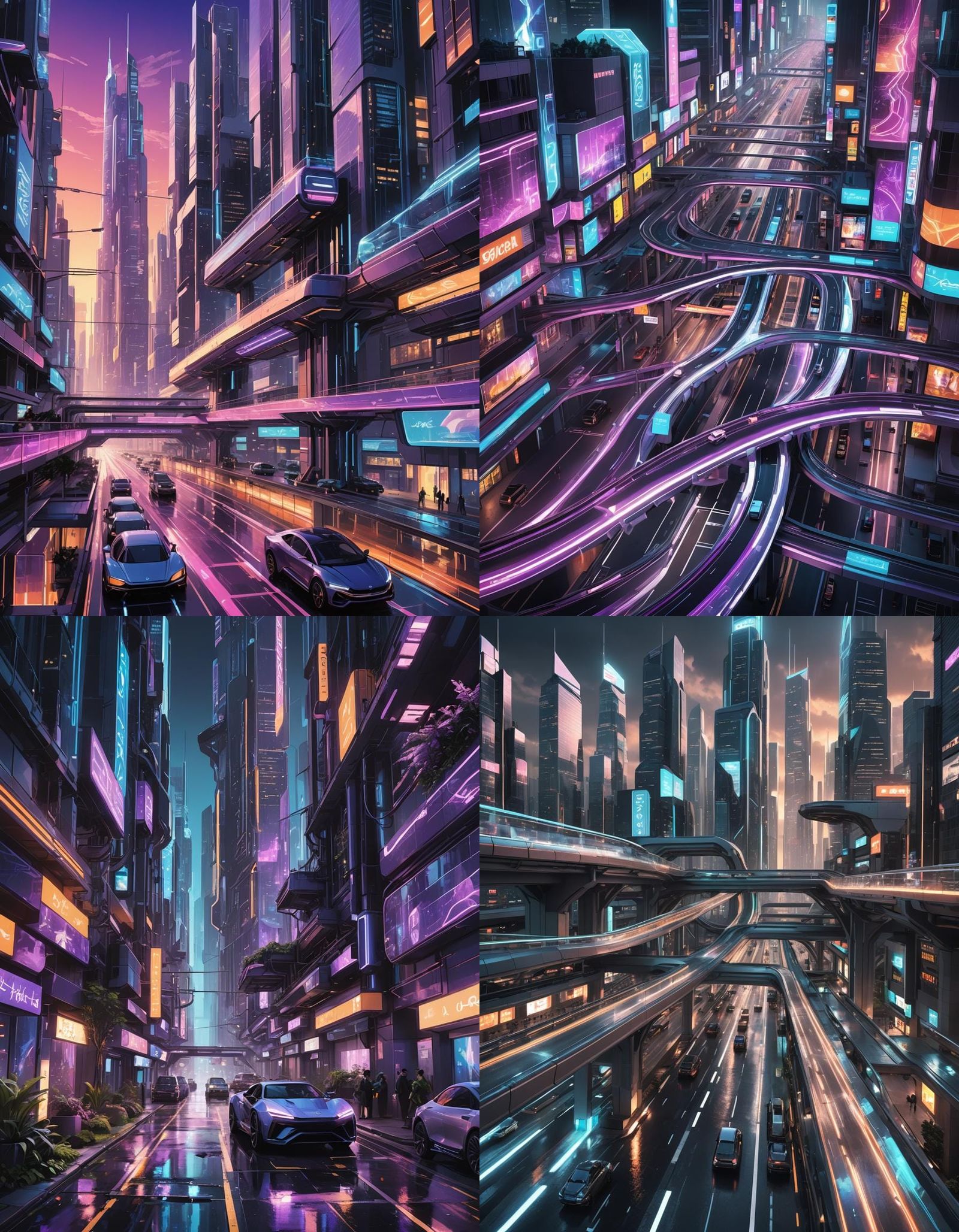 Futuristic Road Design in High-Tech Cityscape