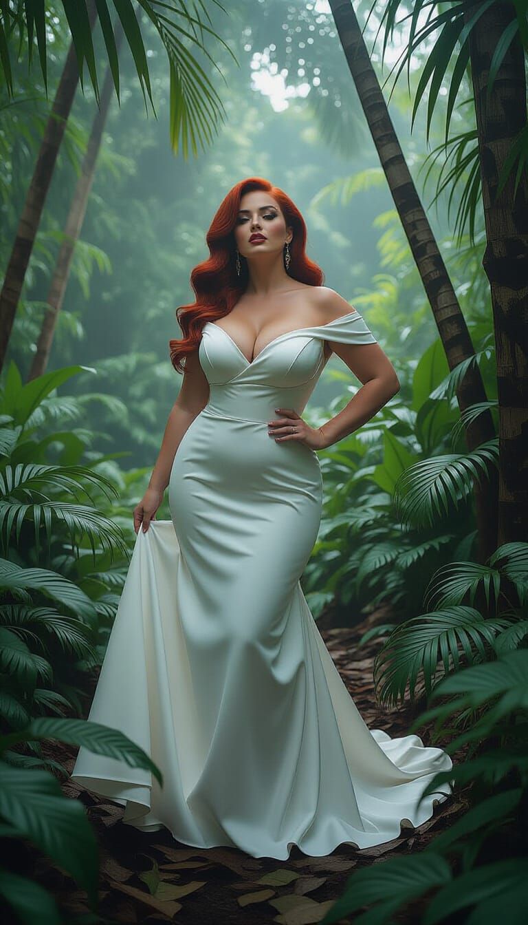 Enchanted Forest Portrait: Curvy Woman in Gothic Glamour Sty...