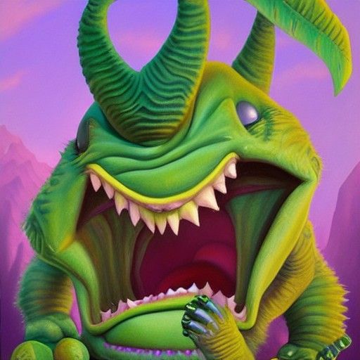 My Singing Monsters Shugabush as Oil Painting