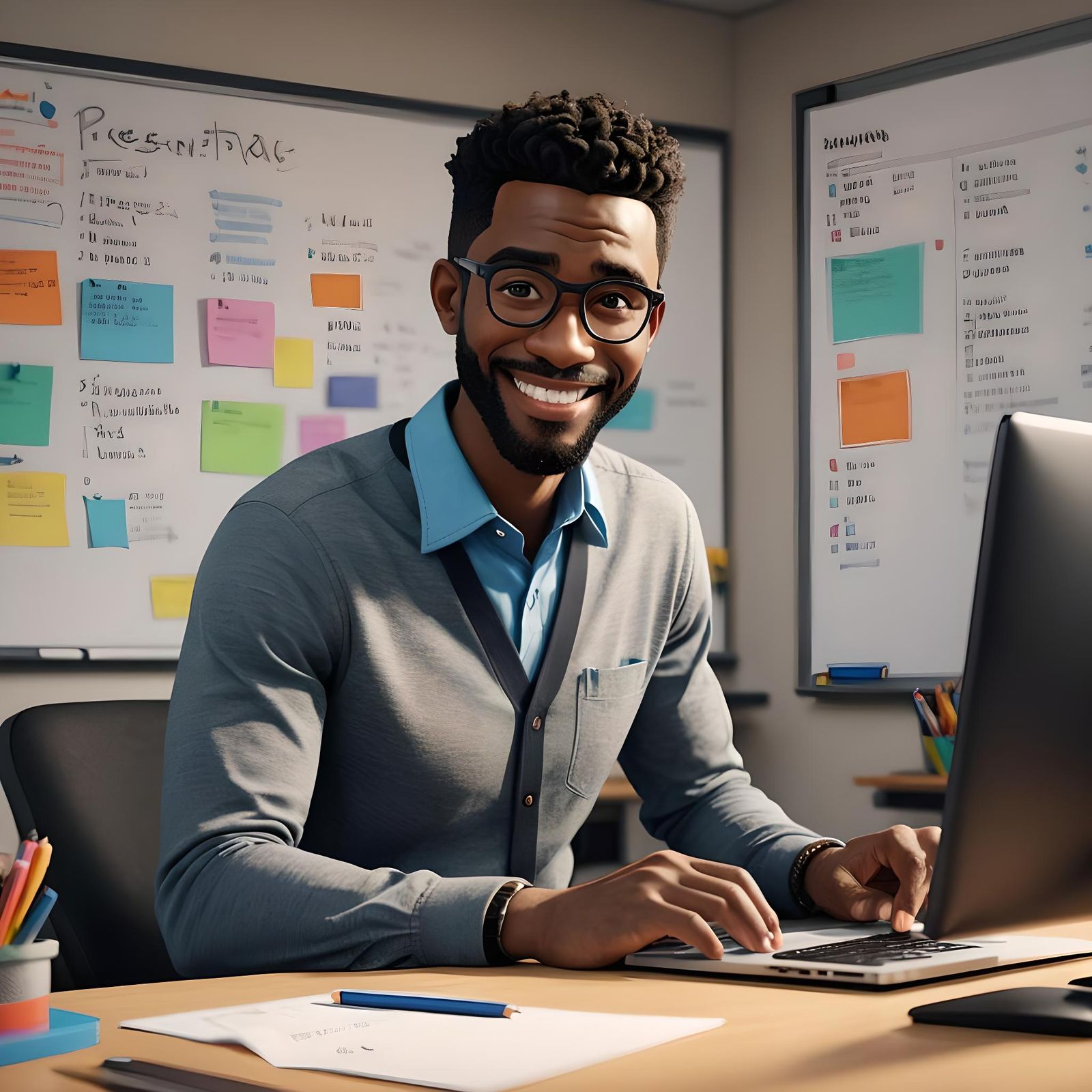 African American Man in 3D Pixar Animation Style