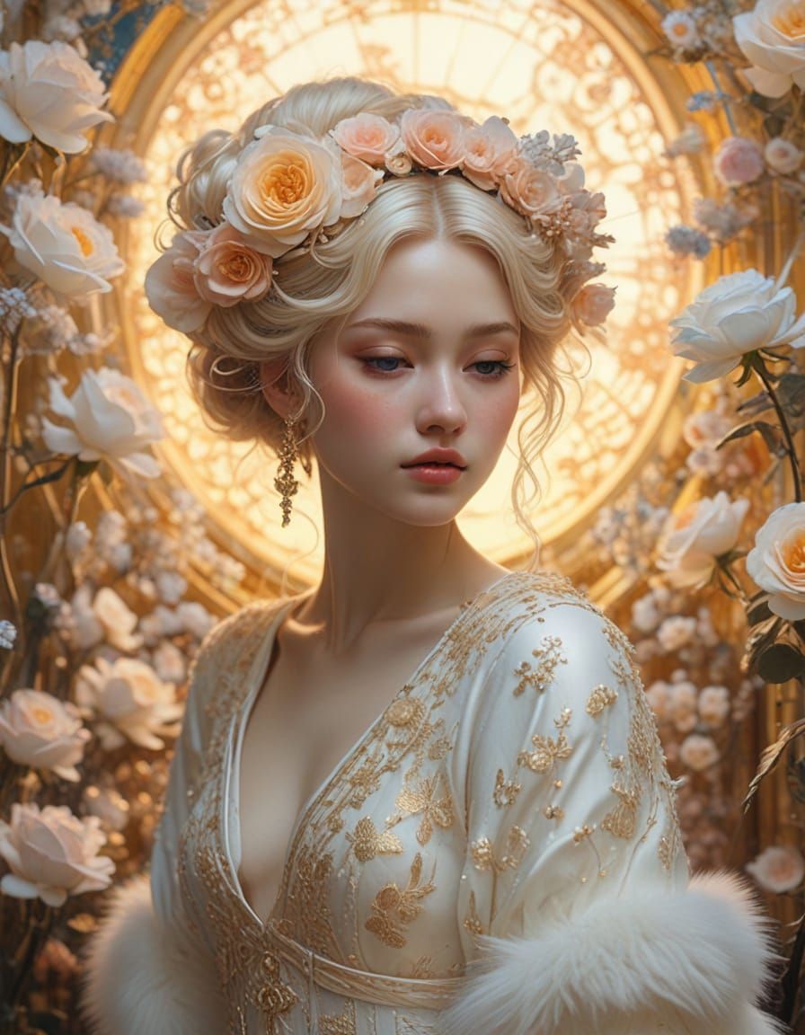 Ethereal Princess in Whimsical Watercolor Dreamscape