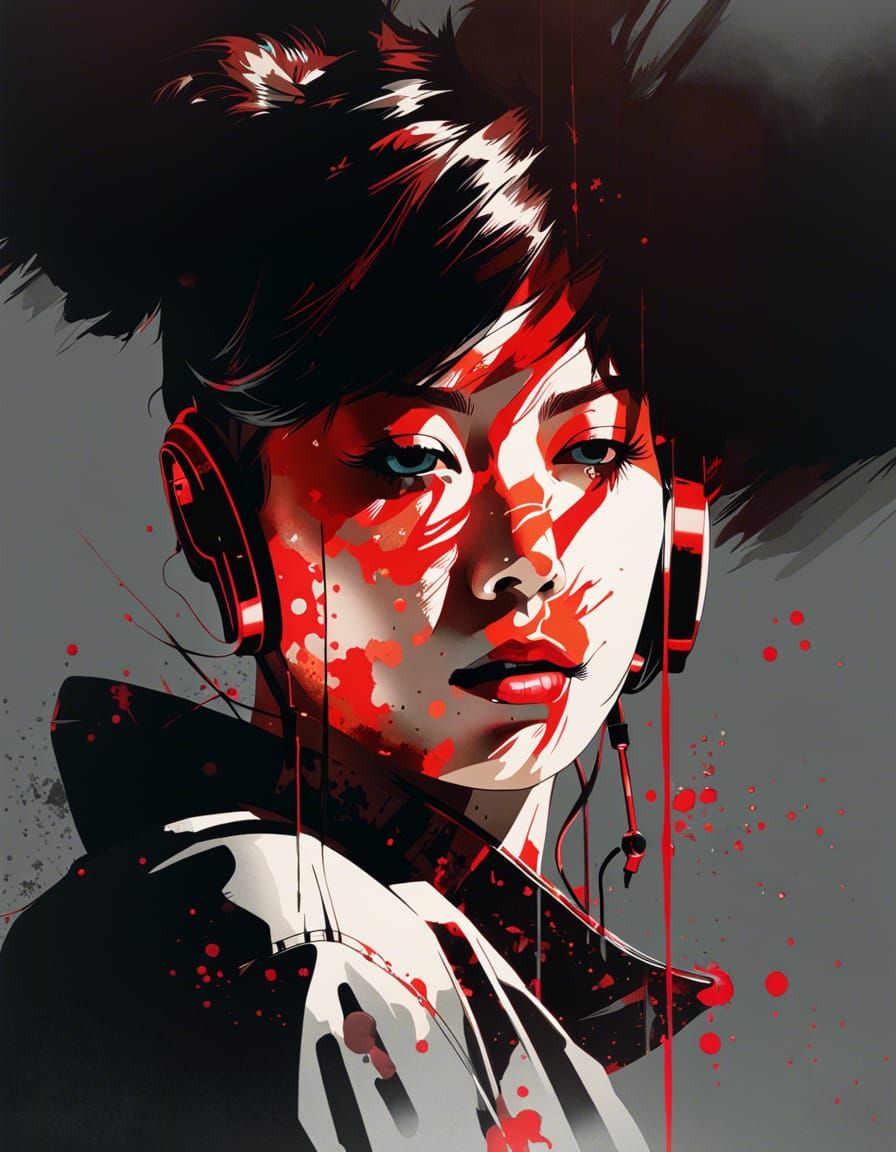 Double Exposure DJ Portrait with Ink Splatter