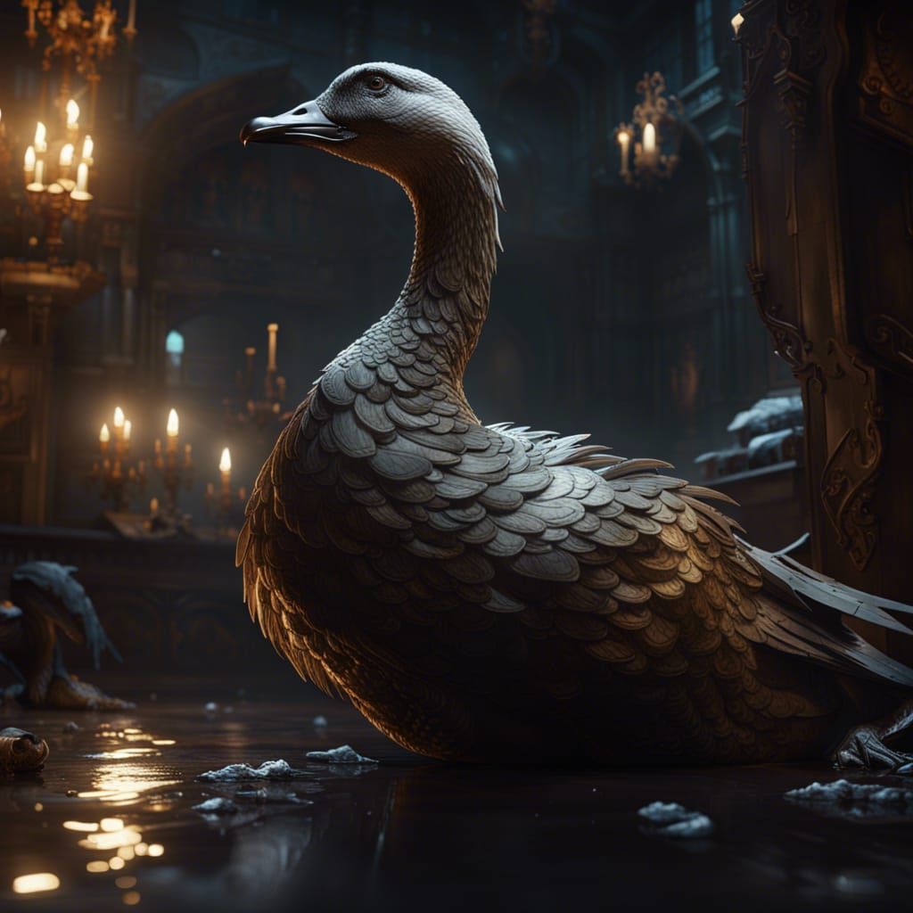 Goose in Dark Fantasy Style, 8K Resolution