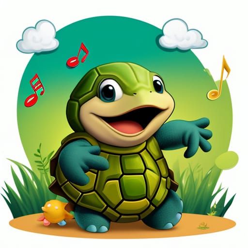 Singing Cartoon Turtle Illustration