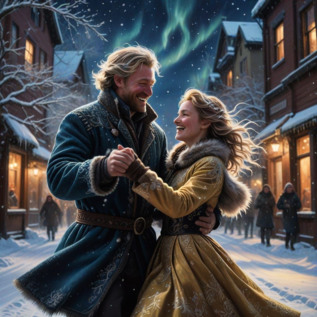 Winter Dance in Vibrant Oil Painting Style