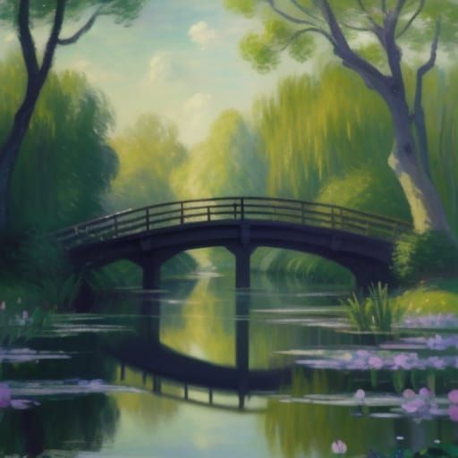 Serene Lake Landscape in Soft Impressionist Style