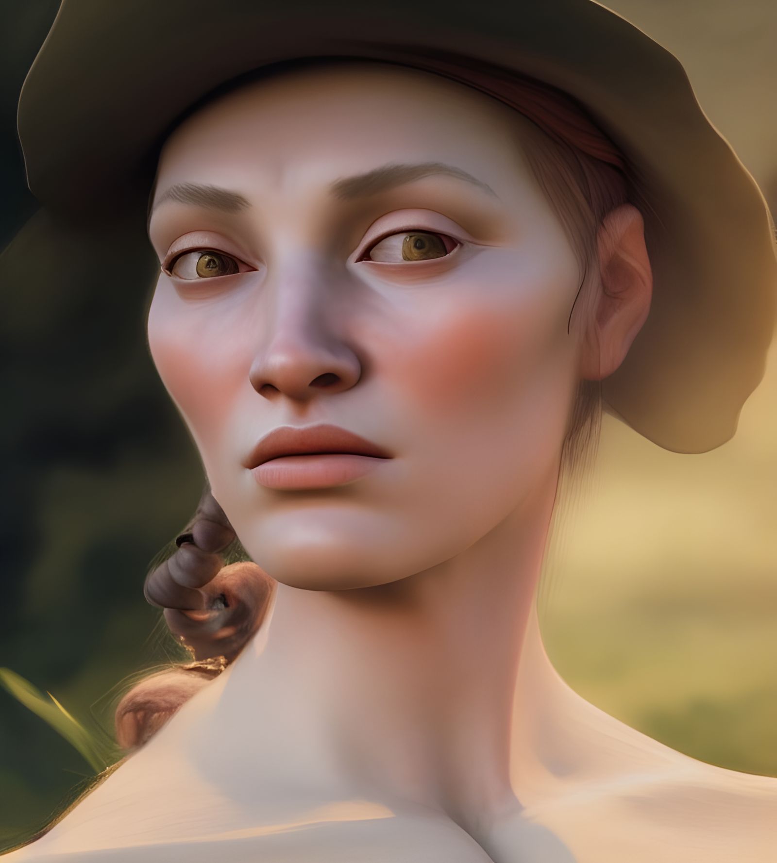 Renaissance Woman Portrait in Soft Sunset Light