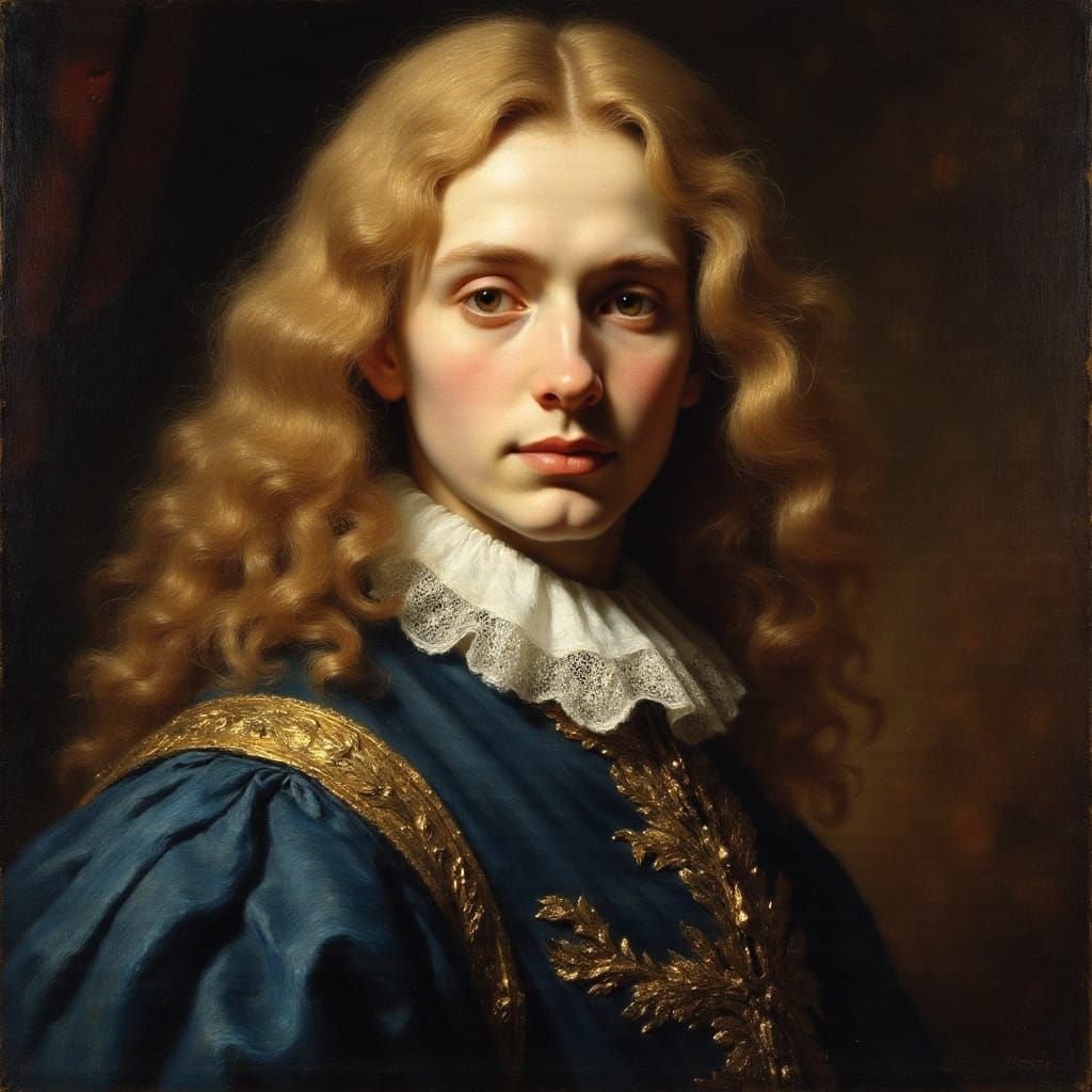 17th Century Man in Rembrandt Style Portrait