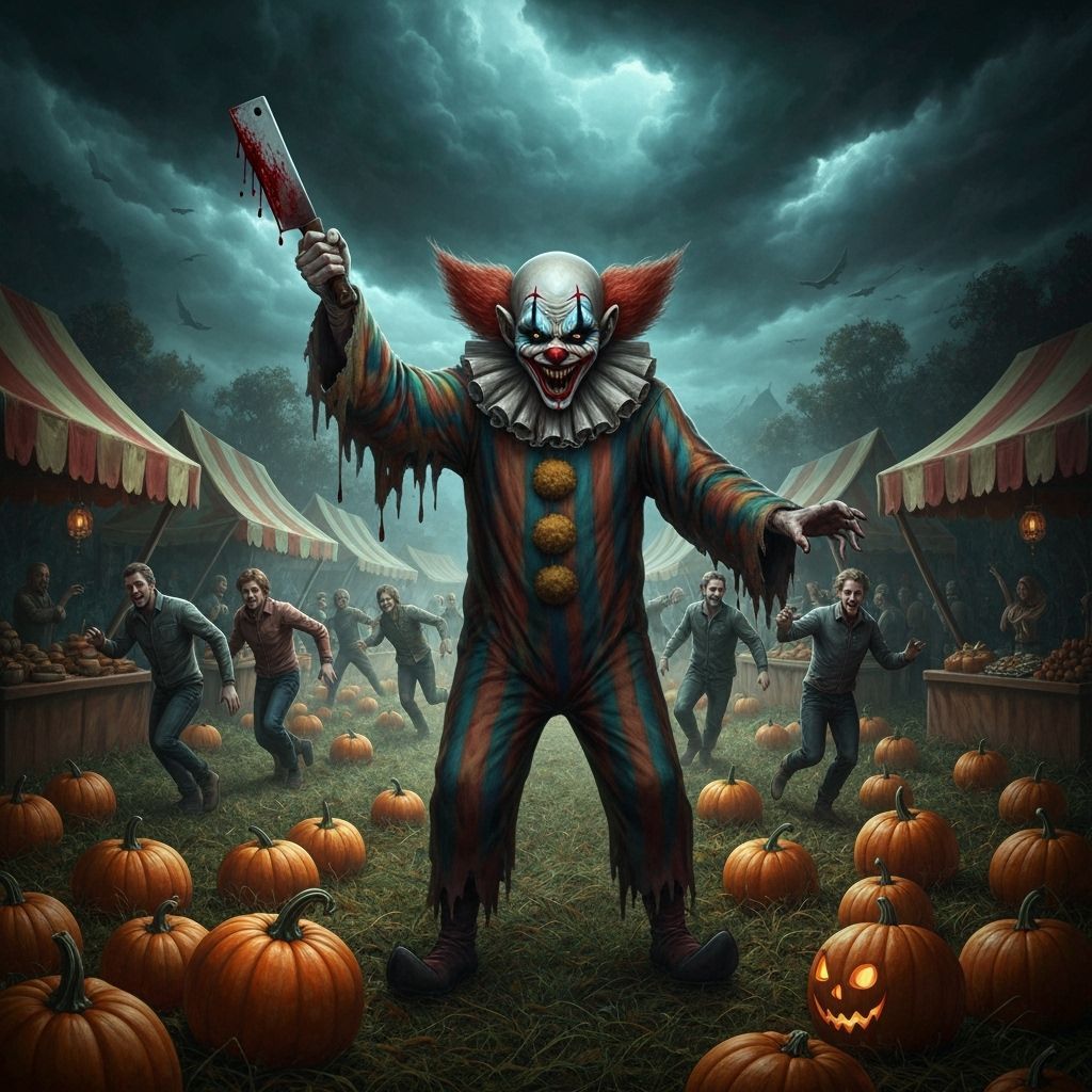 Evil Clown Terrorizes Harvest Festival in Gothic Style