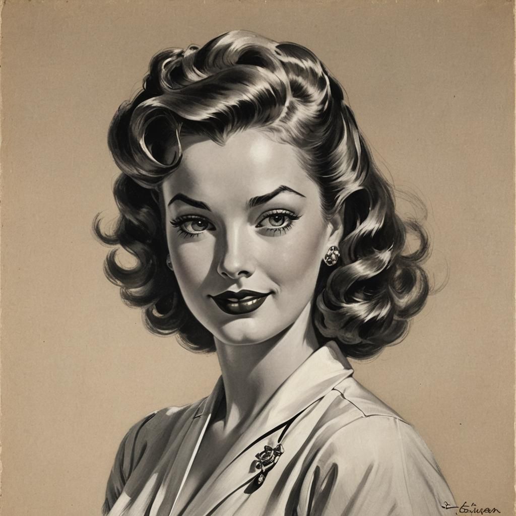 Gil Elvgren Portrait in Pin-Up Style