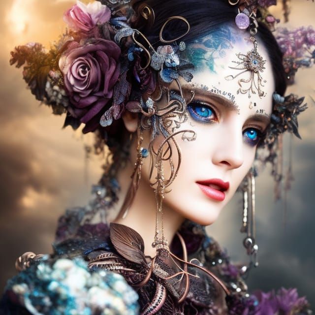 Eerie Skull Gleaming with Ancient Light: Digital Art