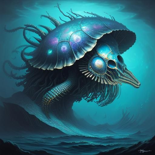 Surreal Seashell Armor in Iridescent Light