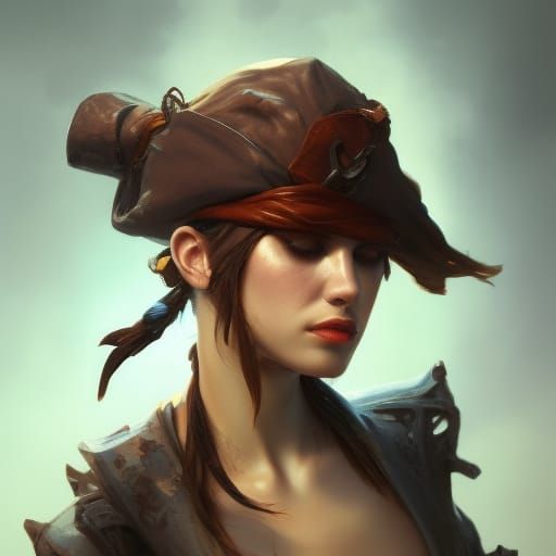 Detailed Fish-Faced Pirate Portrait in Digital Art Style