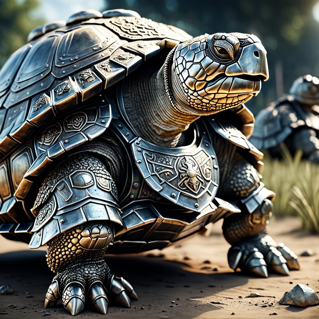 Armored Medieval War Turtle on Battlefield