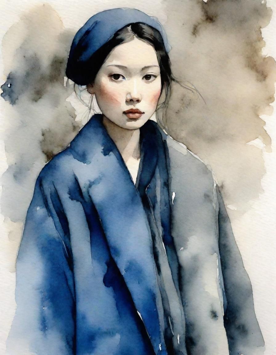 Holly in Dichromatic Watercolor Style