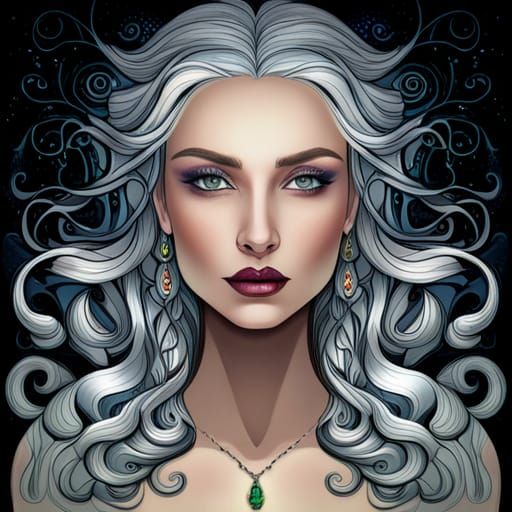 Ethereal Forest Lady in Botanical Art Style