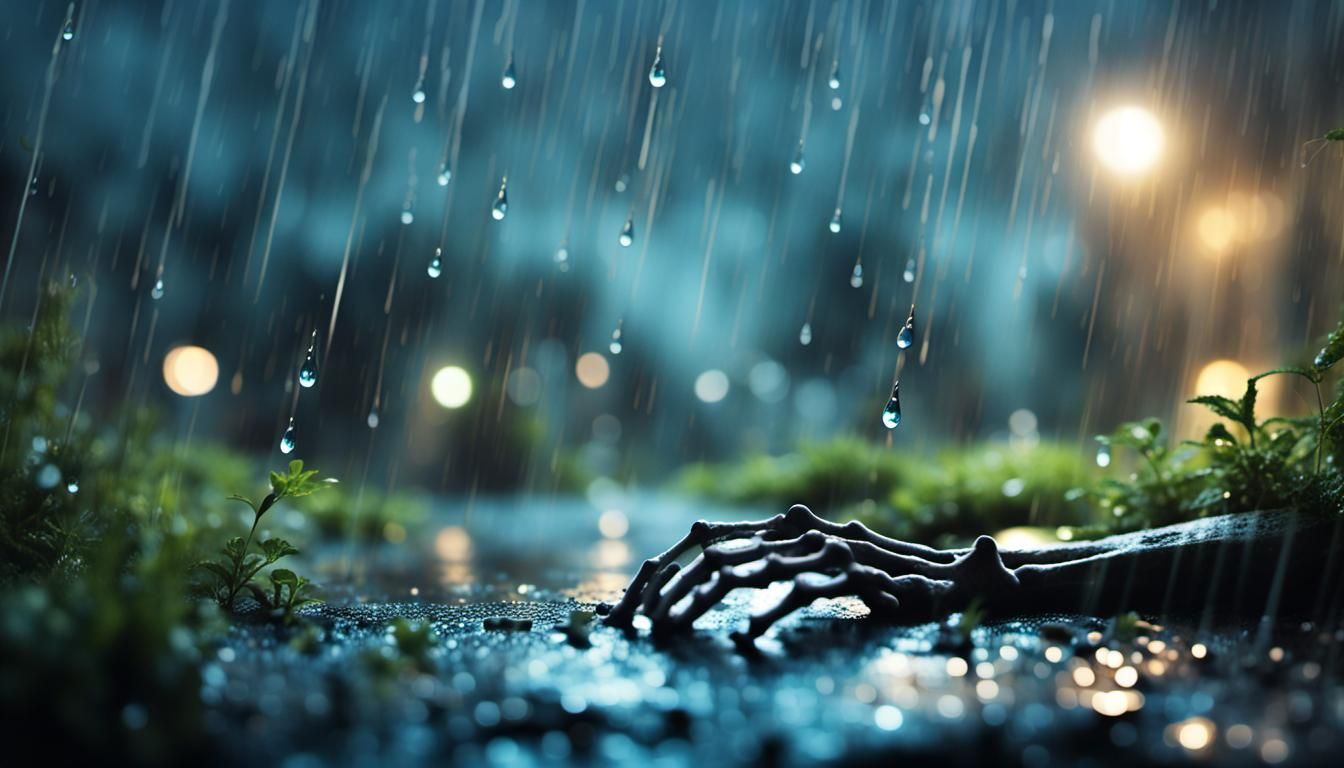 Eerie Graveyard Scene in Watercolor Style