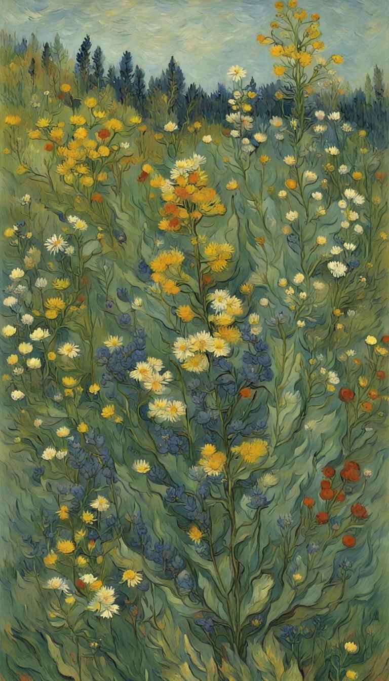 Virginia Wildflowers in Van Gogh Style