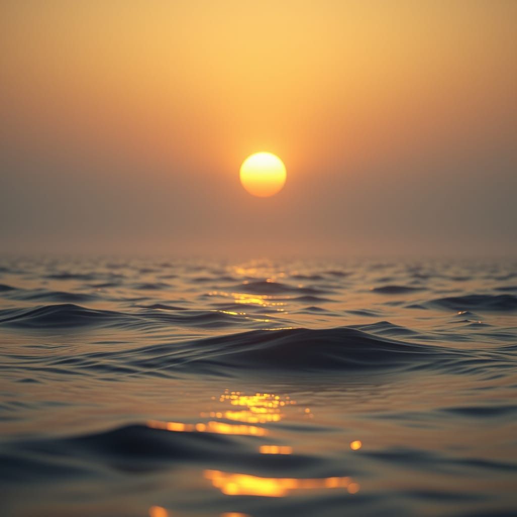 Golden Sunrise Over Oceanic Waves