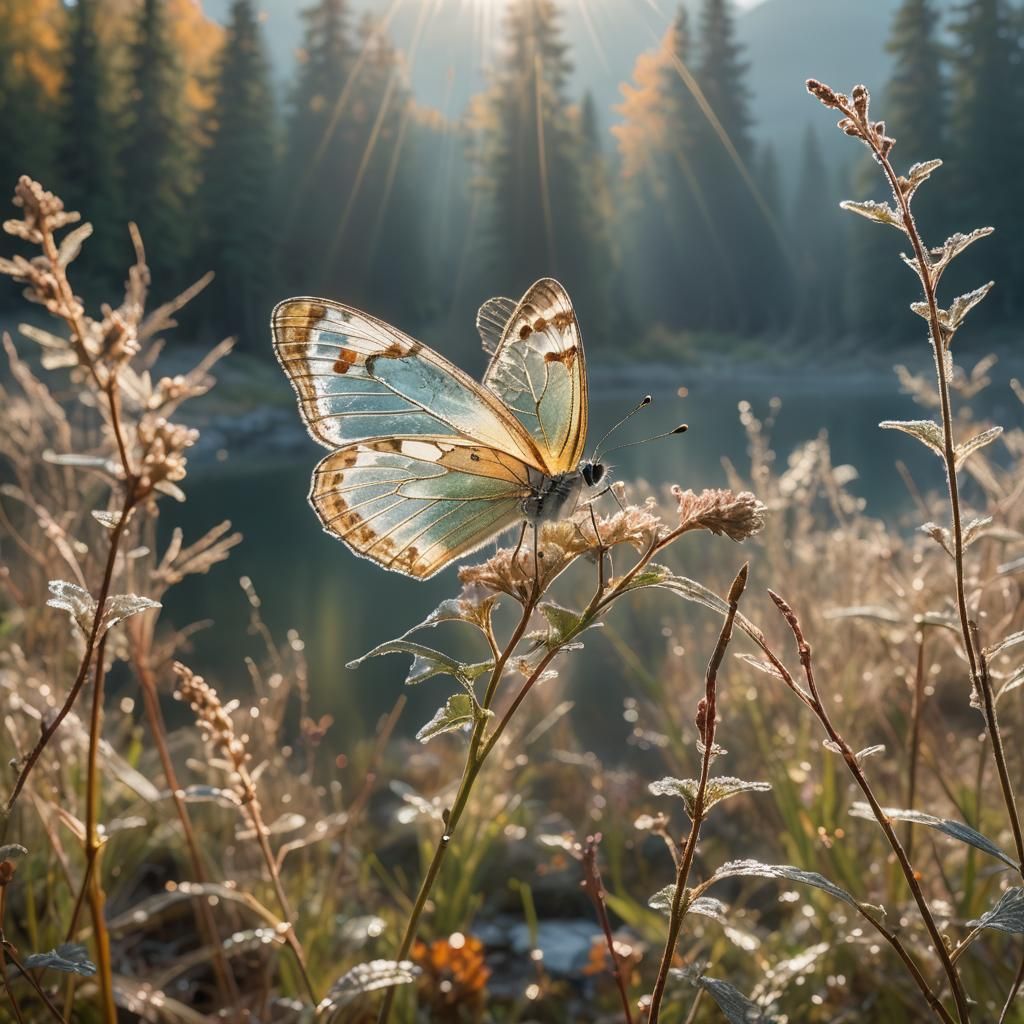 Butterfly Wings Reflecting Four Seasons, Iridescent Style
