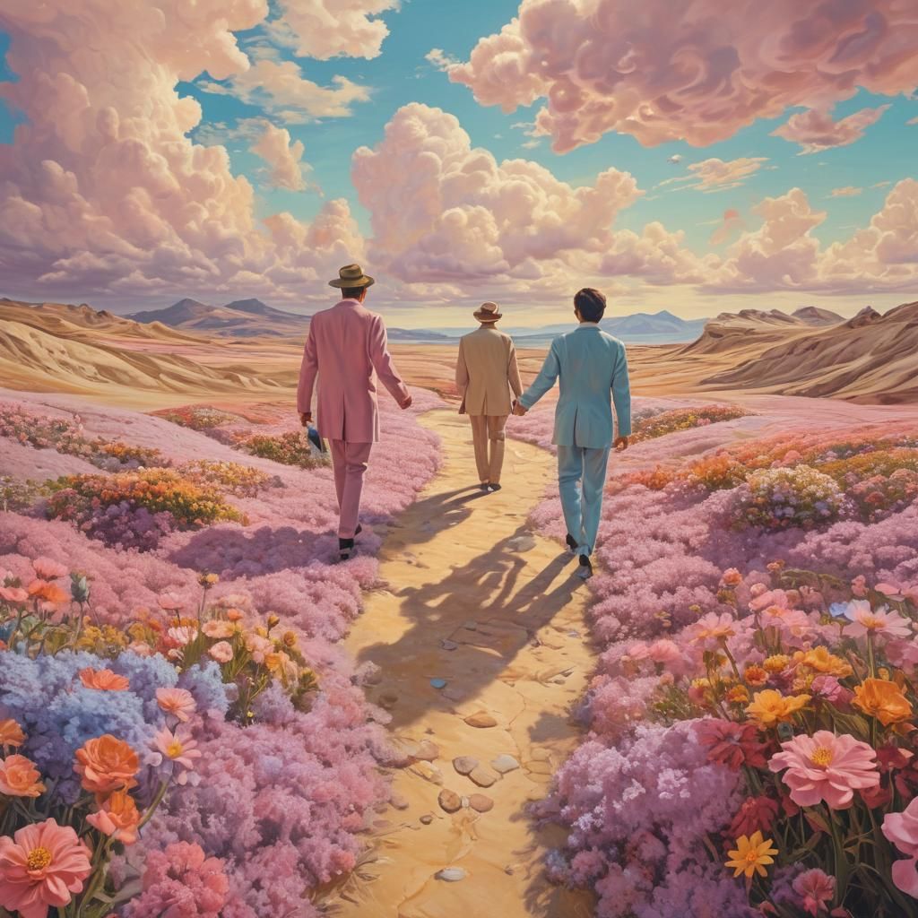 Surreal Friends in a Dreamlike Landscape