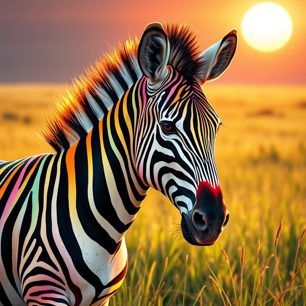 Vibrant Zebra in Street Art Style