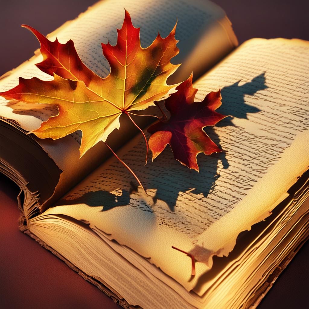 Maple Leaves Pressed in an Old Book