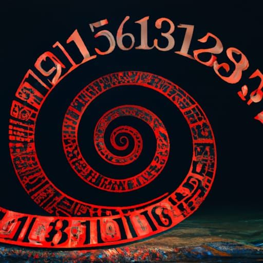 Pi Digits in a Spiral, Dark Fantasy Concept Art