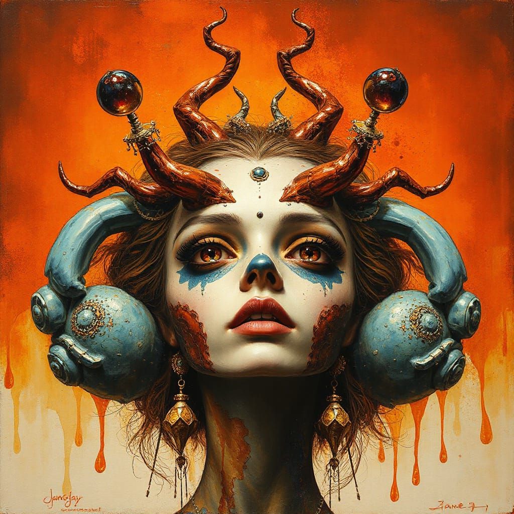 Surreal Abstract Landscape in Tacky Umber and Dark Auburn