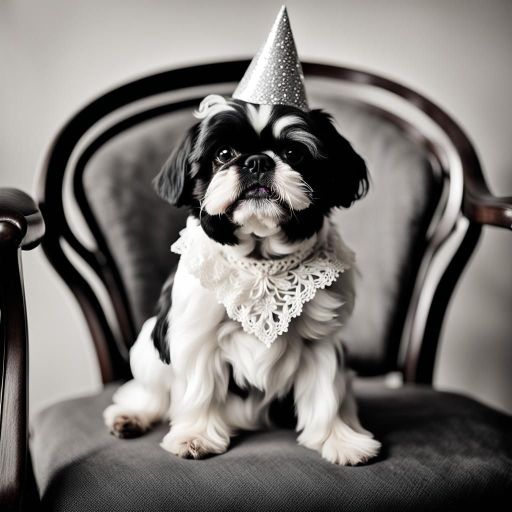 Elegant Black and White Shih Tzu Portrait