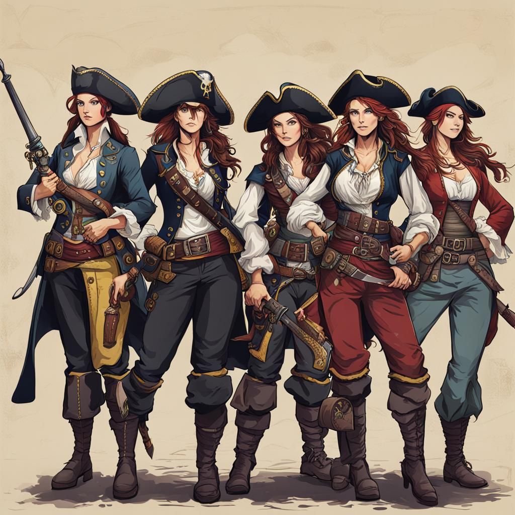 AI-Generated Image of Fearless Female Pirates